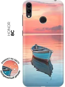 Силиконовый чехол на Honor 8C с принтом "Одинокая лодка"