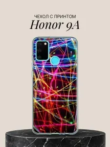 Чехол на Honor 9A с принтом Неоновые лазерные линии