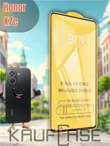 Стекло 9D для экрана HONOR X7e FULL GLUE черная рамка