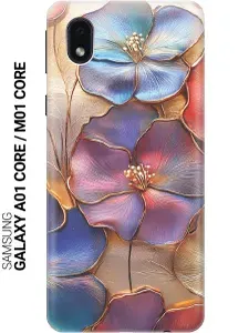 Силиконовый чехол на Samsung Galaxy A01 Core / M01 Core с принтом "Позолоченные цветы"