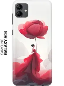 Силиконовый чехол на Samsung Galaxy A04 / Самсунг А04 с рисунком "Цветочная девушка в красном"