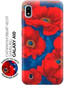 Силиконовый чехол на Samsung Galaxy A10 с принтом "Маковое пламя"