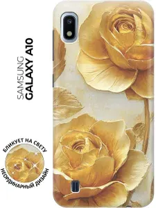 Силиконовый чехол на Samsung Galaxy A10 с принтом "Золотые розы"