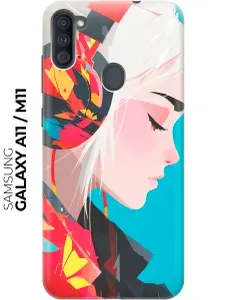 Силиконовый чехол на Samsung Galaxy A11 / M11 с принтом "Девушка в наушниках"