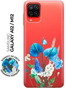 Силиконовый чехол на Samsung Galaxy A12 / M12 с принтом "Полевые цветы" прозрачный