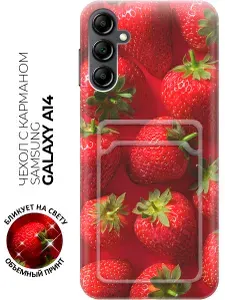 Чехол на Samsung Galaxy A14 с принтом "Сочная симфония лета" с карманом для карты
