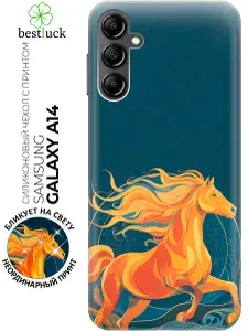 Силиконовый чехол на Samsung Galaxy A14 с принтом "Огненный скакун"