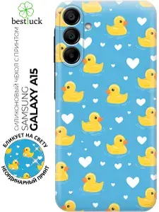 Силиконовый чехол на Samsung Galaxy A15 с принтом "Уточки сердечки"