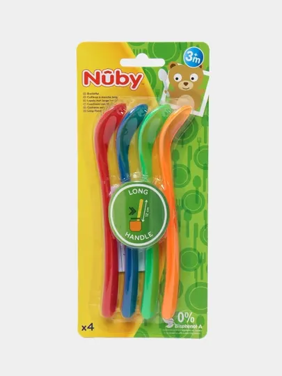 Ложечка с длинной ручкой Nuby ID5565, 4 шт