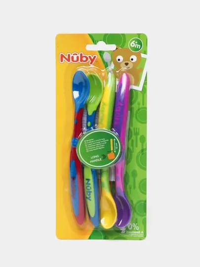 Набор ложек Nuby ID5574, с нескользящим покрытием, 4 шт