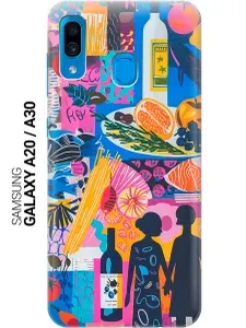 Силиконовый чехол на Samsung Galaxy A20 / A30 с принтом "Гастрономический коллаж"