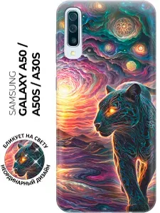Силиконовый чехол на Samsung Galaxy A50 / A50s / A30s с принтом "Космическая Пантера"