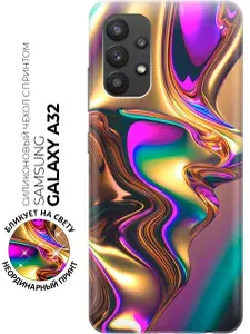 Силиконовый чехол на Samsung Galaxy A32 с принтом "Золотистая абстракция"