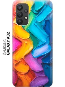 Силиконовый чехол на Samsung Galaxy A32 с принтом "Радужные мазки"