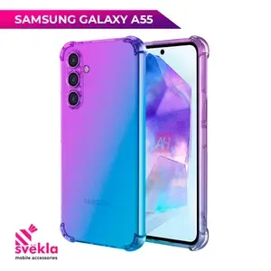 Силиконовый чехол для Samsung Galaxy A55 (Самсунг А55) Svekla Mix c усиленными углами Фиолетово-синий