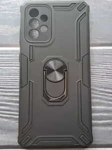 Чехол для Samsung Galaxy A72 противоударный трансформер, с кольцом, защита камеры, черная
