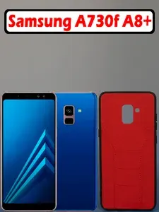 Чехол накладка для Samsung Galaxy A8 Plus / A730 Красный под кожу,пластик
