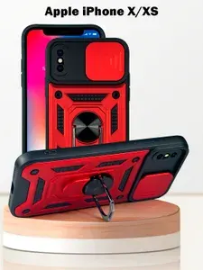 Чехол для Apple iPhone X/XS, с кольцом подставкой, защита камеры, красный