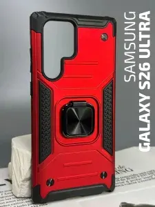 Чехол на Samsung Galaxy S26 Ultra / Чехол на Самсунг C26 Ультра противоударный, с магнитной подставкой, красный