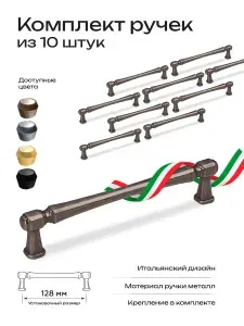 Ручки для мебели Dominele 10шт, размер 128 мм, чер стар цинк.