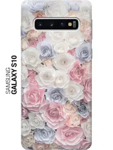 Силиконовый чехол на Samsung Galaxy S10 / Самсунг С10 с принтом "Пастельные розы"