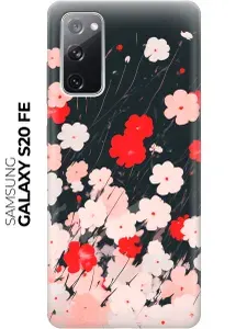 Силиконовый чехол на Samsung Galaxy S20 FE с принтом "Бело-красные цветы"
