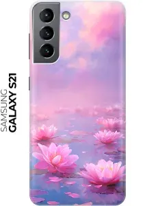 Силиконовый чехол на Samsung Galaxy S21 с принтом "Лотосы заката"