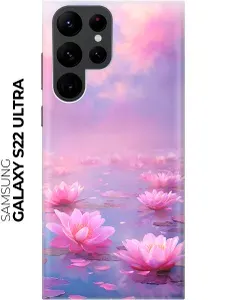 Силиконовый чехол на Samsung Galaxy S22 Ultra с принтом "Лотосы заката"