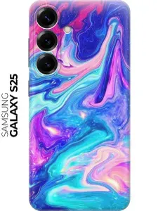 Силиконовый чехол на Samsung Galaxy S25 с принтом "Сине-розовые краски"