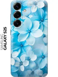 Силиконовый чехол на Samsung Galaxy S25 с принтом "Бело-голубые цветы"