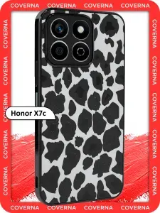 Силиконовый чехол с леопардовым принтом и эффектом металлик на Huawei Honor X7c для Хонор Х7с