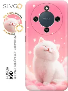 Силиконовый чехол на Honor X9d с принтом Котик в царстве снов, trn