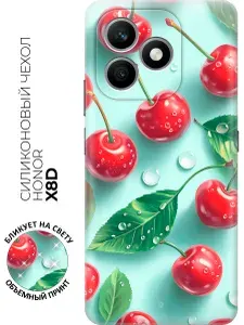 Силиконовый чехол на Honor X8d с принтом "Спелые вишенки"
