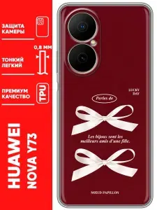 Чехол для Huawei Nova Y73 с принтом Бантики для девочки на Хуавей Нова У73