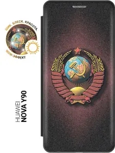 Чехол-книжка на Huawei nova Y90 с принтом "Серп и молот" черный