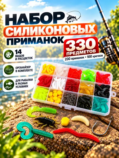 На крючке! Набор силиконовых приманок для микроджига в кейсе