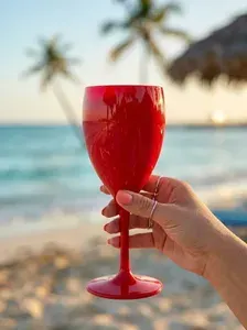 Бокал для вина Vino 340 мл. бордовый многоразовый, пластиковый Nipco. В наборе 1 шт