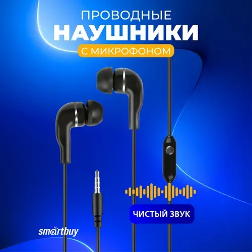 Наушники проводные с микрофоном черные S4