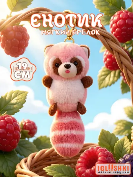 IGLUSHKI Мягкая плюшевая игрушка брелок енот