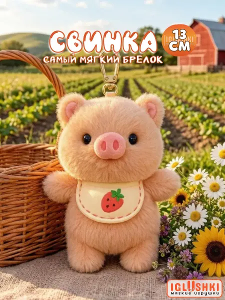 IGLUSHKI Мягкая игрушка плюшевая свинка брелок