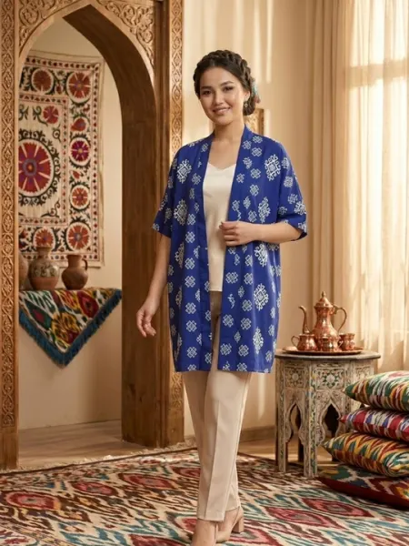Женский кардиган с национальным узором ikat, легкий летний стиль