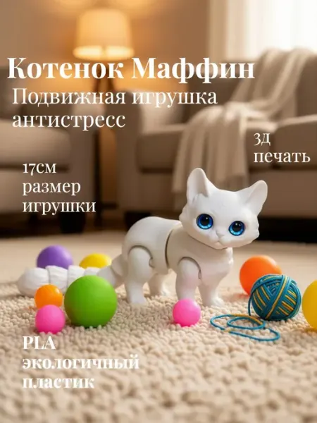 Подвижная 3D игрушка Котенок Маффин Космос 3D