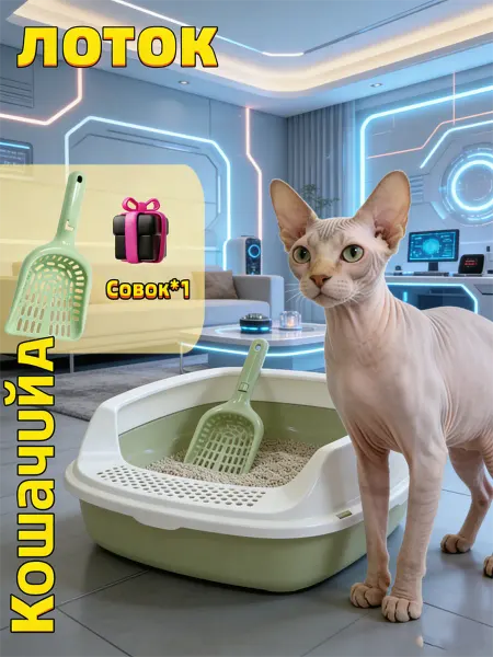 IKEA Лоток для кошек среднего размера с бортами и лопаткой