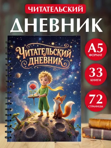 Читательский дневник детский Маленький принц и Лис А5 Гпк-М