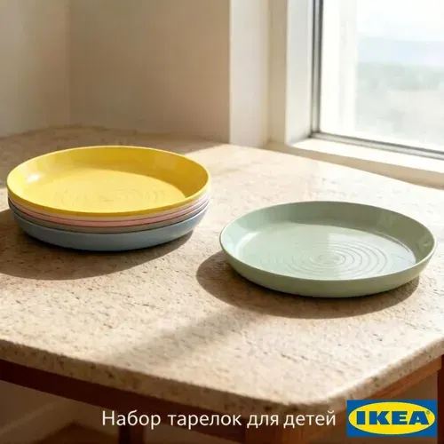 Набор тарелок Икеа Калас, 6 шт., пластиковый, разноцветный Ikea Kalas
