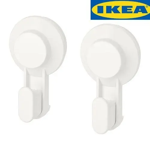 IKEA ТИСКЕН Крючки с присоской. 2 шт., белый. TISKEN