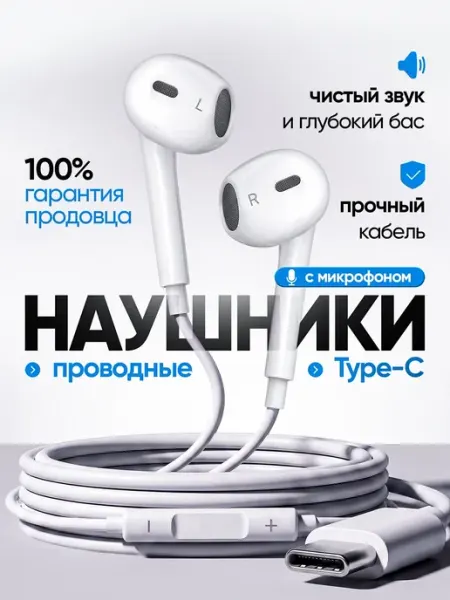 Наушники проводные Type-C с микрофоном RubiNine
