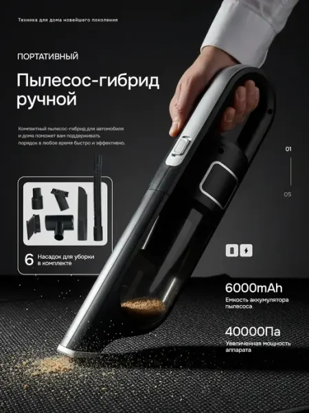 Пылесос автомобильный мощный беспроводной Keyko