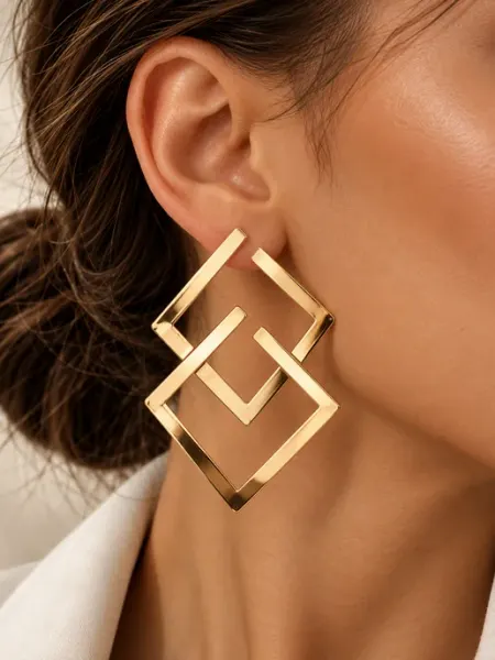 Impulse Jewelry Серьги бижутерия крупные ромбики геометрия
