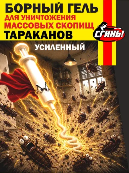 Гель от тараканов Борный, шприц 20 мл, 1 шт, средство от с